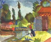 August Macke Tunislandschaft mit sitzendem Araber oil painting